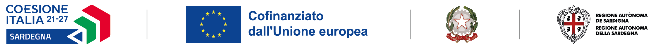 Loghi istituzionali: Coesione Italia 21-27 Sardegna · Cofinanziato dall'Unione Europea FSE+ · Repubblica Italiana · Regione Autonoma della Sardegna